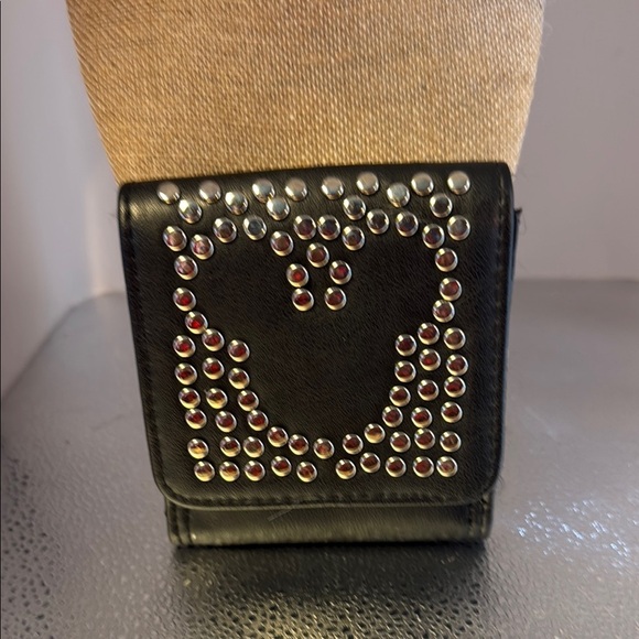 Mickey Mouse Leather Black Studded Women's Billfold - Picture 1 of 5